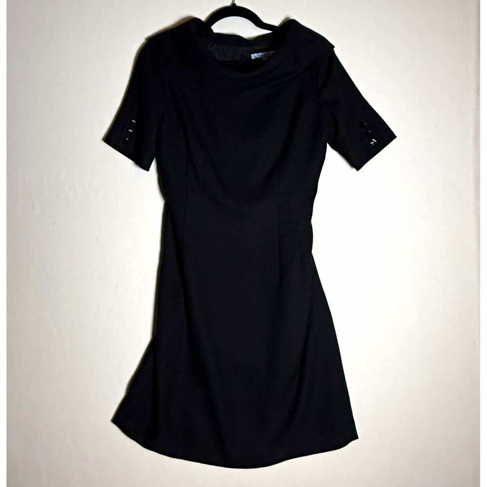 Antonio Melani Black Studded Cowl Neck Sheath Dress Corporate Goth Womens 10